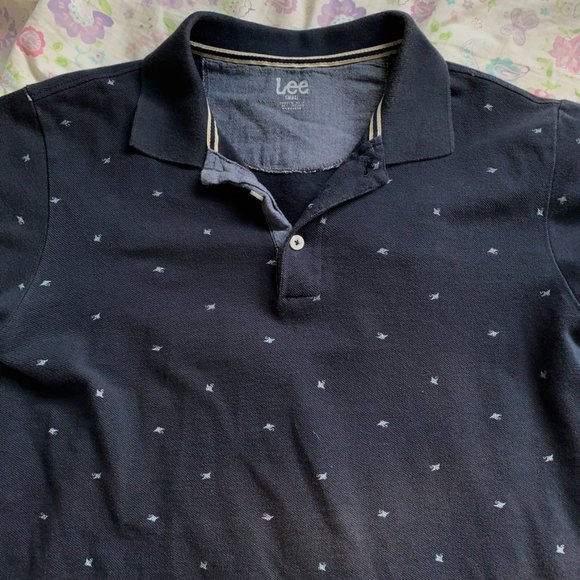 vintage navy shortsleeve button-up!! l - Picture 4 of 4